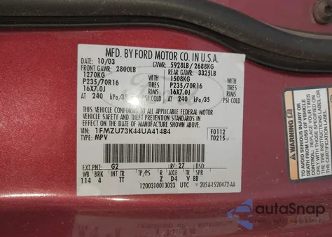 2004 Ford Explorer Nbx/Xlt from USA, damaged, VIN 1FMZU73K44UA41484